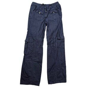 Brandy Melville Mid Rise Navy Blue Cargo Pants Pockets One Size Y2K